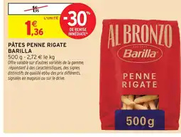 Intermarché Barilla pâtes penne rigate al bronzo offre