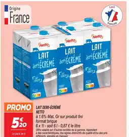 Netto Netto lait demi-écrémé offre