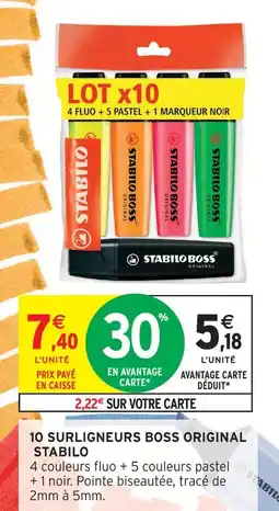 Intermarché Stabilo 10 surligneurs boss original offre