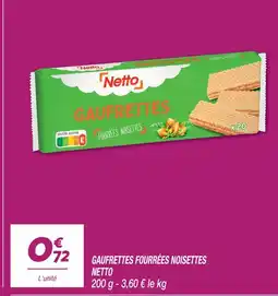 Netto Netto gaufrettes fourrées noisettes offre