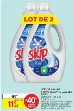 Intermarché Skip lessive liquide active clean 40 lavages(b) offre