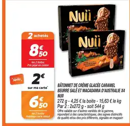 Netto Nuii bâtonnet de crème glacée caramel beurre salé et macadamia d'australie x4 offre