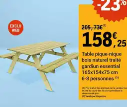 E.Leclerc Sport Table pique-nique bois naturel traité offre