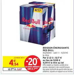 Intermarché Red bull boisson énergisante offre