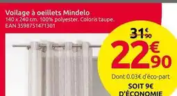 Mr Bricolage Voilage à oeillets mindelo offre