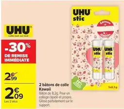 Carrefour Uhu - 2 bâtons de colle offre