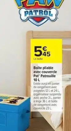 Carrefour Boîte pliable avec couvercle pat' patrouille offre