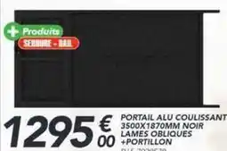 Les Briconautes Portail alu coulissant 3500x1870mm noir lames obliques +portillon offre
