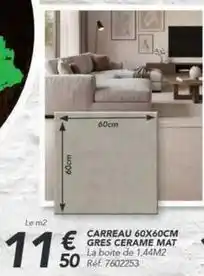 Les Briconautes Carreau 60x60cm gres cerame mat offre