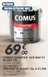 Les Briconautes Comus - chantier acr mat 91 blanc 15l offre