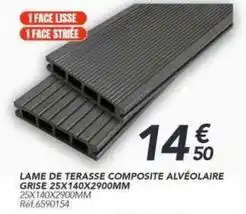 Les Briconautes Lame de terasse composite alvéolarie grise 25x140x2900mm offre