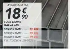 Les Briconautes Tube carre galva 6ml offre