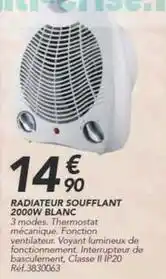 Les Briconautes Radiateur soufflant 2000w blanc offre