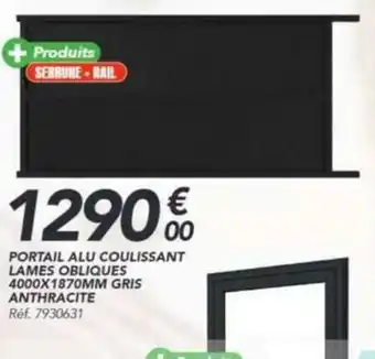 Portatil alu coilissant lames obliques 4000x1870mm gris anthracite