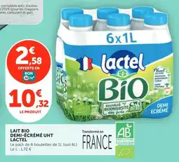 Utile lactel LAIT BIO DEMI-ÉCRÉMÉ UHT offre