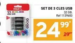Trafic Set de 3 cles usb offre
