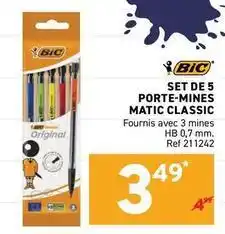 Trafic Bic - set de 5 porte-mines matic classic offre