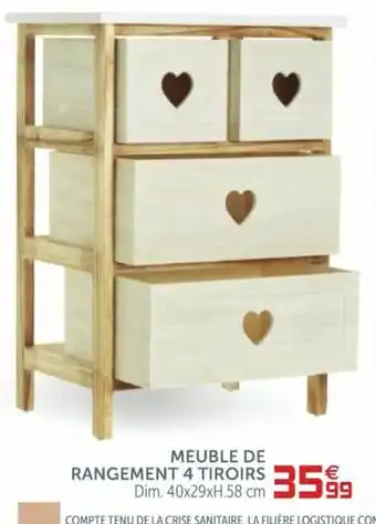 Gifi Meuble de Rangement 4 Tiroirs offre