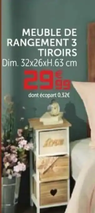 Gifi Meuble de Rangement 3 Tiroirs offre