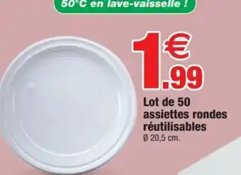 Bazarland Lot de 50 Assiettes Rondes offre