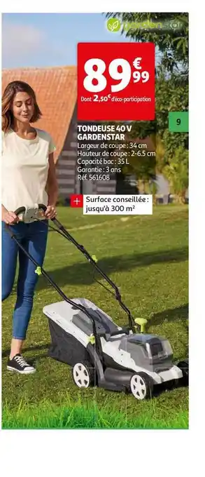 Auchan Tondeuse 40 V Gardenstar offre