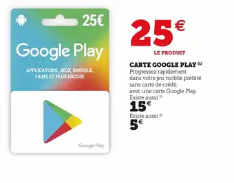 Hyper U Carte Google Play offre