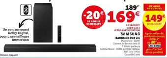 Hyper U Barre de Son 2.1 offre