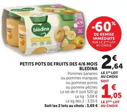 Bi1 bledina Petits pots de fruits offre
