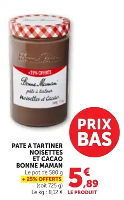 Bi1 Bonne Maman Pate a tartiner noisettes et cacao offre