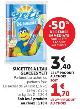 Maximarché Yeti Sucettes à l'eau glacées offre