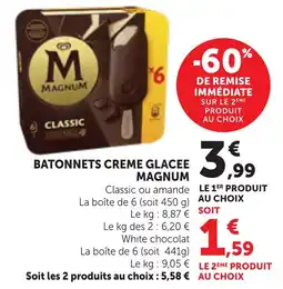 Maximarché MAGNUM BATONNETS CREME GLACEE offre