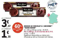 E.Leclerc Marie Morin Mousse au chocolat à l'ancienne offre