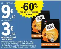 E.Leclerc CARTE NOIRE DOSETTES DE CAFÉ offre