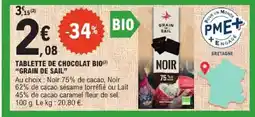 E.Leclerc GRAIN DE SAIL TABLETTE DE CHOCOLAT BIO offre