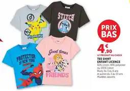 Super U TEE SHIRT ENFANT LICENCE offre