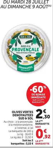 Bi1 SUD & SOL Olives vertes dénoyautées offre