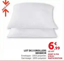 Super U PRIX MINI Lot de 2 oreillers offre