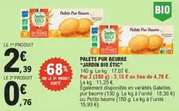 E.Leclerc Jardin Bio Étic Palets Pur Beurre offre