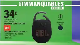 E.Leclerc Jbl enceinte sans fil clip5 offre