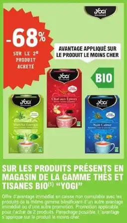 E.Leclerc Yogi sur les produits presents en magasin de la gamme thes et tisanes bio offre