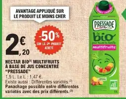 E.Leclerc PRESSADE NECTAR BIO MULTIFRUITS offre