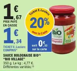 E.Leclerc BIO VILLAGE Sauce bolognaise offre