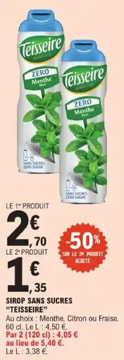 E.Leclerc Teisseire Sirop sans sucres offre
