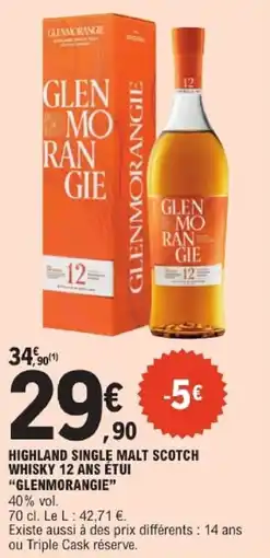 E.Leclerc GLENMORANGIE WHISKY 12 ANS ÉTUI offre