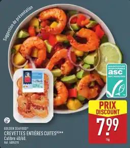 ALDI GOLDEN SEAFOOD CREVETTES ENTIÈRES CUITES offre
