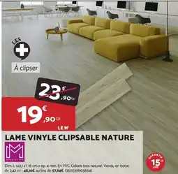 Bricomarché M LAME VINYLE CLIPSABLE NATURE offre