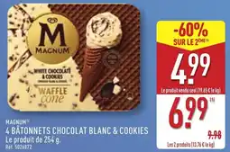 ALDI MAGNUM 4 BÂTONNETS CHOCOLAT BLANC & COOKIES offre