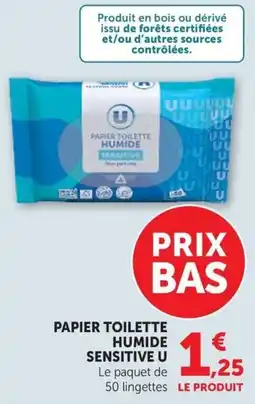 Super U PAPIER TOILETTE HUMIDE SENSITIVE U offre