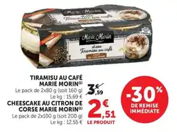 U Express Marie Morin Tiramisu au café offre