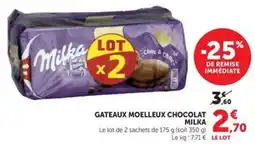 Hyper U Milka Gâteaux moelleux chocolat offre